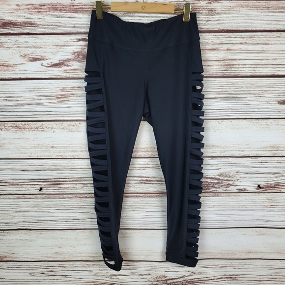 Wicked Weasel Womens Medium Sexy Black 748 Strapwork Cutout Leggings        #157 - Picture 3 of 10